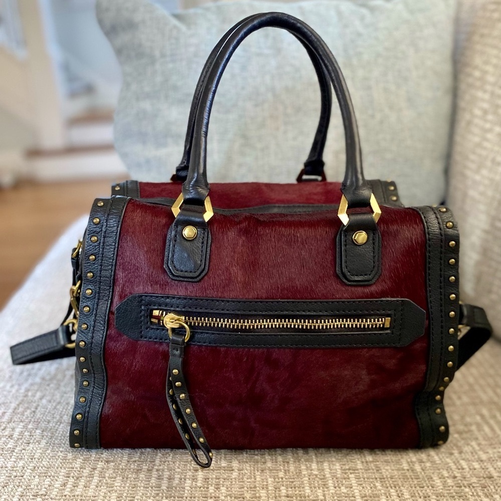 orYANY burgundy leather and calfskin satchel